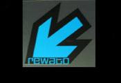 REWステッカー r NEW ARROW LOGO BLUE×BLACK　19×18.2