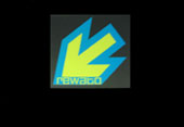REWステッカー r NEW ARROW LOGO BLUE×YELLOW 13.6×12.8