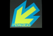 REWステッカー r NEW ARROW LOGO BLUE×YELLOW　19×18.2